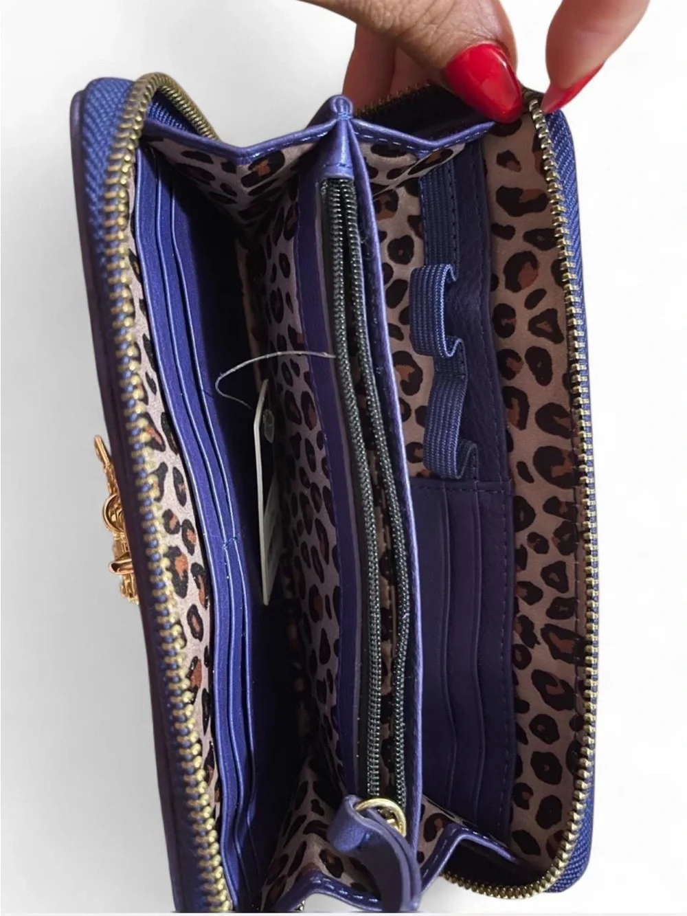 Juicy Couture Quilted Leather Padlock Zip Wallet Indigo Berry Purple NWT